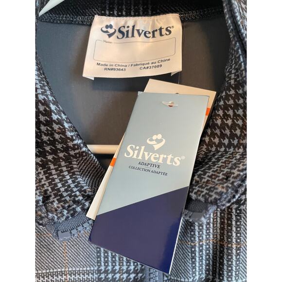 Silverts Adaptive Magnetic zip Active Jacket Velour gray plaid pockets Large - Picture 8 of 10